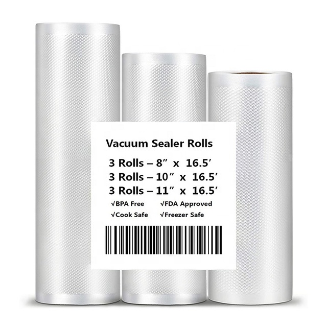 8"x50' 11"x50' Custom Size Textured Food Saver Bags Vacuum Sealer Rolls for Food Storage or Sous Vide