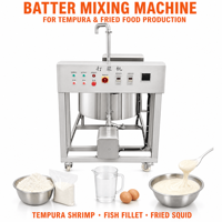 Mélangeur de pâte pour tempura, préparation de la pâte à paner les crevettes, capacité de travail de 100 litres, unité à enveloppe en acier de 1,5 kilowatt