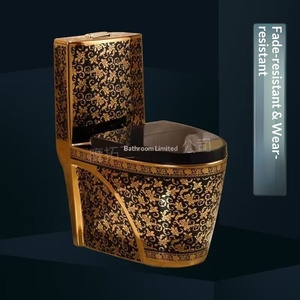 Exportation - Nouvelle <span class=keywords><strong>toilette</strong></span> monobloc <span class=keywords><strong>de</strong></span> style européen dorée, en céramique électroplaquée, à super écoulement, économie d'<span class=keywords><strong>eau</strong></span>, désodorisante, <span class=keywords><strong>de</strong></span> luxe, à poser au sol - Product Image 3