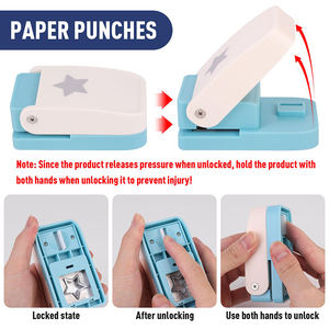 Perforateurs de papier LISI en ABS + alliage de zinc, blanc et bleu, en forme de cœur, d'hexagone, de papillon, d'étoile à cinq branches, de rond, de carré, à faible effort - Product Image 6