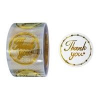 Impression de rouleaux d'autocollants personnalisés ronds de remerciement pour entreprises, autocollants en vinyle découpés à la forme avec logo personnalisé et imperméable