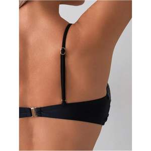 Haut de bikini torsadé personnalisé pour femme, col en V, bretelles spaghetti, maillot de bain extensible une pièce - Product Image 5