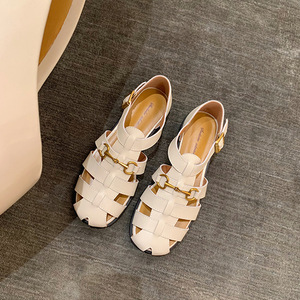 Sandales tissées à boucle de cheval rétro pour femmes, Style romain creux, sandales d'été <span class=keywords><strong>2022</strong></span>, nouvelles sandales de même Style pour maman de raisin - Product Image 4