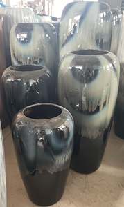 Grand <span class=keywords><strong>vase</strong></span> en céramique au sol Grand <span class=keywords><strong>vase</strong></span> de style européen avec glaçure changée au four Arrangement de fleurs de porche de salon - Product Image 5