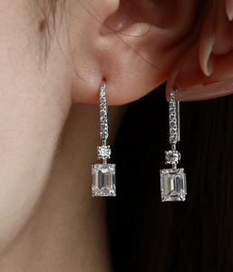 Boucles d'oreilles pendantes en diamant de laboratoire sur mesure, certificat IGI, couleur DE, styles de taille multiples, clarté VVS1/VS1, plaqué or 10/14/18 carats - Product Image 3
