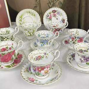 Para Royal <span class=keywords><strong>Albert</strong></span> Diseño moderno Mes floral Taza de café y platillo Juego de porcelana de hueso de cerámica para regalo de té de la tarde - Product Image 5