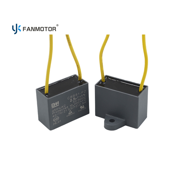 Explosion-Proof Metallized Polypropylene Film AC Motor Running Capacitor CBB61 450V 2.5μF Class C for Table Fan