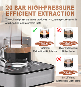 Máquina de café directa de fábrica de China, venta al por mayor, 20 bares, cafetera profesional de capuchino Espresso, máquina de acero inoxidable para el hogar - Product Image 3