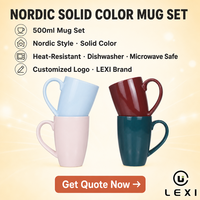Tasse à café de style nordique, couleur unie, 500 ml, ensemble de tasses en céramique brillante, logo personnalisé, résistant à la chaleur, cadeaux d'affaires