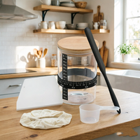 Kit de démarrage de levain fermenté en promotion avec pot en verre, couvercle, thermomètre, spatule en silicone et couverture en tissu pour la cuisine