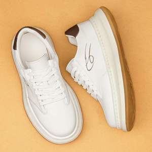 Zapatos Deportivos de Moda para Hombre, con Cordones, Parte Superior de Cuero Genuino Blanco, Suela de Goma, Estilo Casual de Negocios, con Amortiguación, Novedad 2025 - Product Image 4