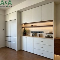 Lemari Samping Minimalis Modern SLS dengan Rak Terbuka LED & Smart Power Track Modular Kitchen Pantry Hutch