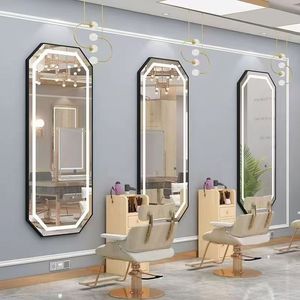 Ensemble de meubles de salon de coiffure avec miroir LED moderne et luxueux pour salons de beauté et de barbier - Product Image 3