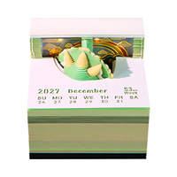 Bloc-notes calendrier 3D Triceratops à déchirer avec lumière LED, modèle d'art en papier de dinosaure préhistorique pour enfants et collectionneurs