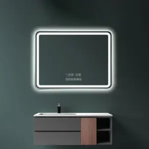 In lega di alluminio nero struttura in metallo a led specchio del bagno oro incorniciato bagno retroilluminato specchio a parete