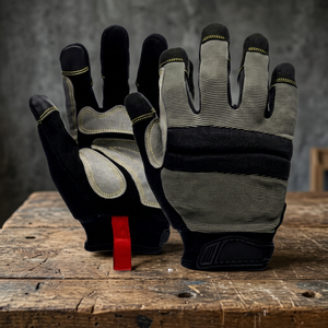 Gants de travail tactiques gris et noir, pointes des doigts texturées en PU, antidérapants, avec bracelet élastique, compatibles écran tactile - Product Image 4