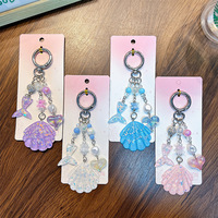 Ornement scintillant en acrylique en forme de queue de poisson avec coquille à paillettes pour femmes, pour coque de téléphone, sac, décoration cadeau, cordon de téléphone à paillettes