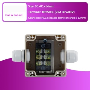 83x81x56mm <b>Waterproof</b> Junction <b>Box</b> One-in-one-out 25A Terminal Block PG13.5 Cable Gland Enclosure Terminal <b>box</b> - Product Image 2