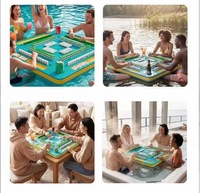 Table de Mahjong flottante LongBingS LBS-001 pour 4 joueurs, plateau en acrylique, cartes, dominos, plateau de jeu portable antidérapant et étanche