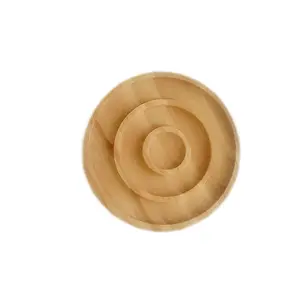 Bandeja redonda de bambú con múltiples círculos para el hogar, personalizable, placa de madera de bambú de formas raras, gran oferta