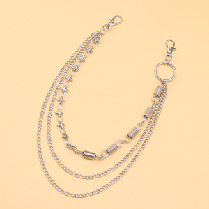 โซ่คาดเอวโลหะสองชั้นพร้อมปลายแหลมและข้อต่อสปริง เครื่องประดับแฟชั่นฮิปฮอปสำหรับทุกเพศ เหมาะสำหรับสวมใส่ลำลอง วัสดุโลหะผสมสังกะสี - Product Image 6