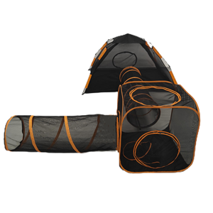 橙色4合1环保简约室内外网眼宠物帐篷方笼隧道可折叠猫狗互动运动玩具 - Product Image 1