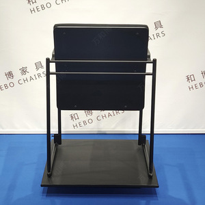Silla de conferencia Manwa Expo HB366 negra apilable con reposabrazos para uso en reuniones y aulas - Product Image 4