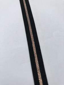 Elástico tejido de 1CM de alta tenacidad de nailon y poliéster de diseñador con rayas metálicas en las correas medias para uso en exteriores - Product Image 3