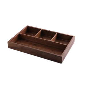 Caja de almacenamiento de escritorio con divisiones de madera de acacia, organizador de llaves y artículos de papelería para la entrada, organizador de joyas y cosméticos, larga - Product Image 4