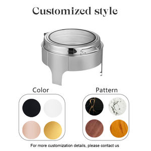 سخان طعام هيدروليكي لحفلات الزفاف، طبق شافينج لتقديم الطعام في البوفيهات، سعة 6 لتر من الفولاذ المقاوم للصدأ باللون الذهبي، طقم بوفيه - Product Image 4