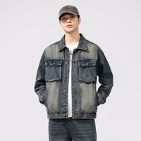 Fabricant de vestes en jean denim délavé bicolore sur mesure pour hommes, style camionneur, multi-poches, vêtements de rue