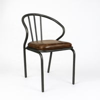 Chaise de salle à manger pliable en métal de style industriel classique moderne, mobilier en fer pour appartement, villa, restaurant, hôtel - Noir Marron