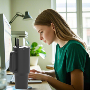 40oz cách điện thủy Tumbler với xử lý và lật rơm tái sử dụng chống rò rỉ chai nước thả cho cắm trại - Product Image 3