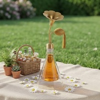 Hot Sale 300ml Flower Design Double Wall Glass Smell Bottle with Stand for Aroma SPA Coffee Scent Test
