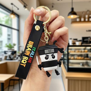 Porte-clés Stickman transfrontalier de montagnes et de mers-Décor de parodie de <span class=keywords><strong>requin</strong></span> abstrait 3D, accessoires de charme de voiture et de sac - Product Image 1