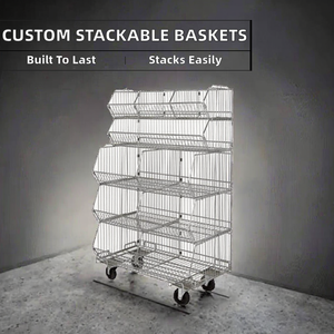 <b>Metal</b> Gondola Supermarket Shelving 5-Tier <b>Grid</b> Rack With Back Epoxy Coated Heavy Duty Freestanding Display Storage Unit - Product Image 2