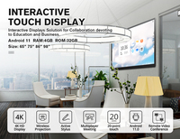 Tableau blanc interactif 4K de 75 pouces, tableaux interactifs, écran plat interactif pour salle de réunion, écran tactile, tableau intelligent