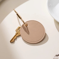 Porte-clés rond en cuir PU en gros, pendentif portable, gravure personnalisée, porte-clés gravé avec nom, cadeau personnalisé, support de clés, souvenir promotionnel
