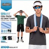 T-shirt de performance pour homme, personnalisé, anti-humidité, rafraîchissant, 210 GSM, séchage rapide, respirant, uni, pour la course et le sport