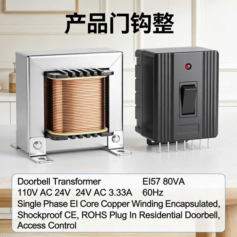 Doorbell Transformer EI57 80VA 110V 24V 60Hz Single Phase
