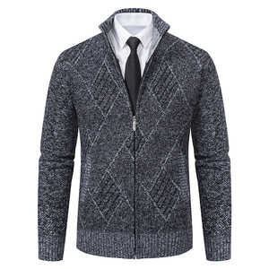 2025 Fashion New Designer Custom <b>Men's</b> Winter Casual Front Logo Thick Anti-Pilling Knitting <b>Cardigan</b> Sweater 100% Polyester - Product Image 1