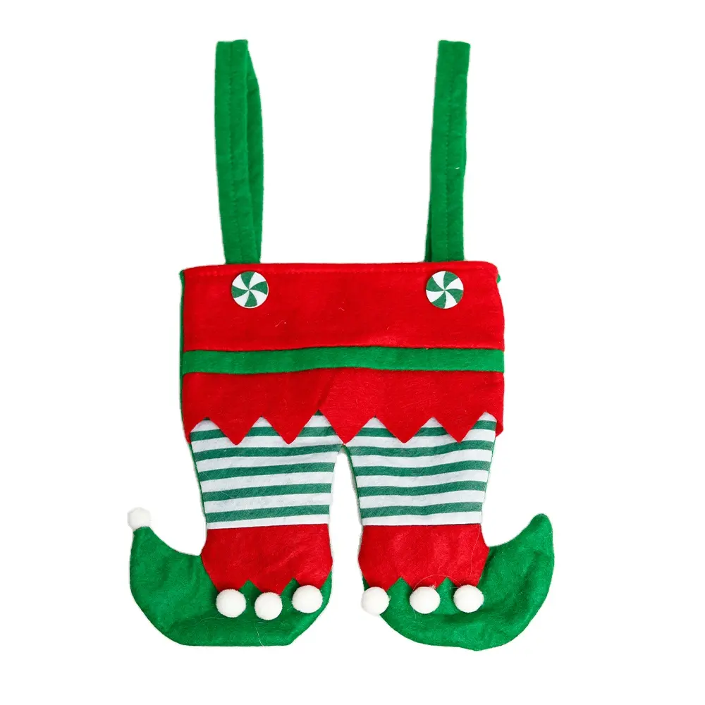 Personal isierte 3D-Filzweinflasche Candy Bag Handmade Creative Christmas Elf Pants Tote Geschenkt üte