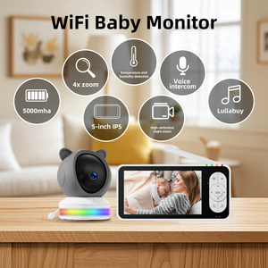 Cámara para bebés Tuya con pantalla de 5 pulgadas y 1080p, WiFi, Bluetooth, giro/inclinación, zoom 4X, detección de llanto y movimiento con IA. - Product Image 2