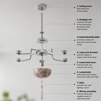 Lampe suspendue en forme de coquillage coloré A93-5, luminaire de plafond à 5 abat-jour pour salon