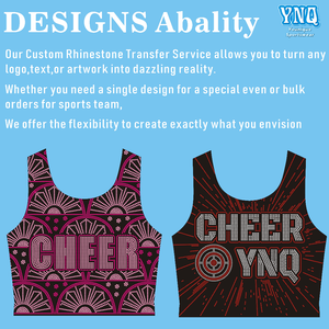 Diseños de transferencia de diamantes de imitación para animadoras, personalizados, termoadhesivos, para sujetadores deportivos, precio de fábrica - Product Image 4