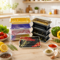 Plateau à sushi de qualité alimentaire avec couvercle, boîte d'emballage pour sushi en plastique PET épaissi pour buffet, restauration, vente en gros