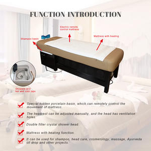 Lit de shampooing électrique moderne WoodHeat pour salon de beauté et spa avec lavabo en céramique et matelas réglable pour hôtels et salons de beauté - Product Image 5