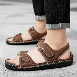 Leders andalen Herren Sommer hand gefertigte wilde neue Strands port Freizeit schuhe große atmungsaktive Lochs andalen Hausschuhe - Product Image 2