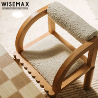 WISEMAX mobilya fransız tarzı otel eğlence sandalye kül ahşap krem beyaz buklet kumaş yüksek arkalığı yemek sandalyesi restoran için
