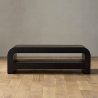 Table basse rectangulaire moderne de luxe rétro en bois massif pour salon, villa, hôtel – Ensemble de tables à thé